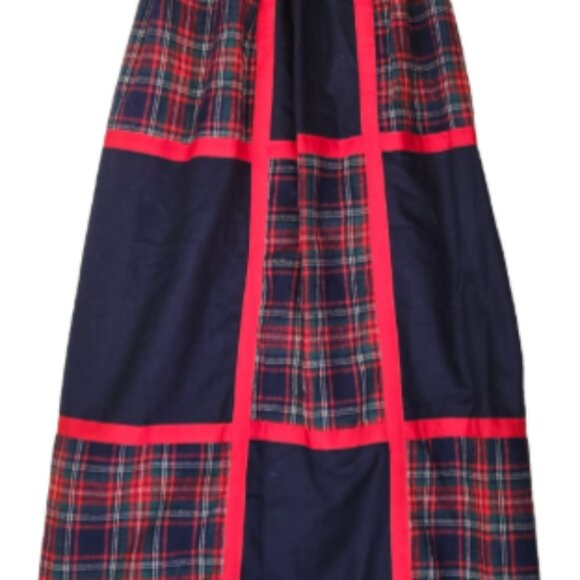 Vintage Wool Skirt Maxi Mr Hank Tartan Plaid Patchwork Ribbon Elastic Waist - Picture 4 of 6